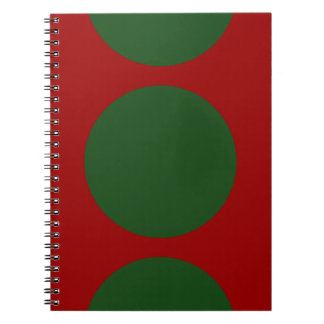Bold Green Circles on Red Notebook