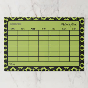 bold green custom month calendar paper pad
