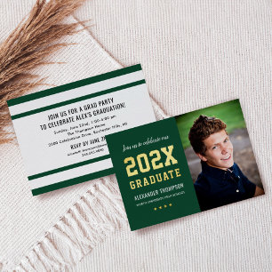 Bold Green Gold 2026 Graduate Photo Grad Party Foil Invitation