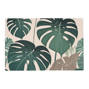 Bold Green Monstera Leaves Tropical Jungle Placemat
