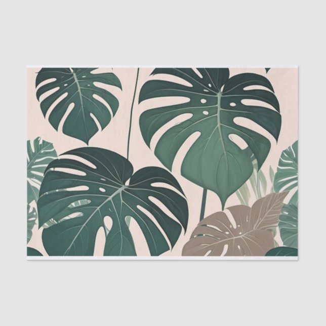 Bold Green Monstera Leaves Tropical Jungle  Tissue Paper (Front)