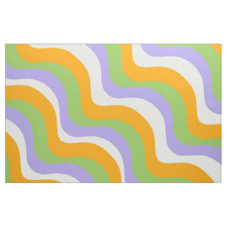 Bold Green Orange Purple Wavy Stripes Y2K Retro Fabric