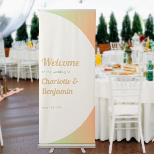 Bold Green Orange Retro Wedding Welcome Retractable Banner