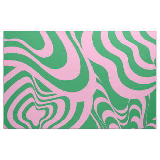 Bold Green Pink Wavy Stripes Retro Y2K Marble Fabric