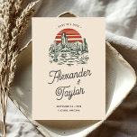 Bold Green Retro Saguaro Cactus Desert Wedding Save The Date<br><div class="desc">A fun and modern illustrated desert wedding save the date card with bold colors like red and green, an illustration of a desert landscape with a setting sun, modern script font for the spouse's names and a fun saguaro cactus pattern on the backer. Fully customizable text template - also, all...</div>