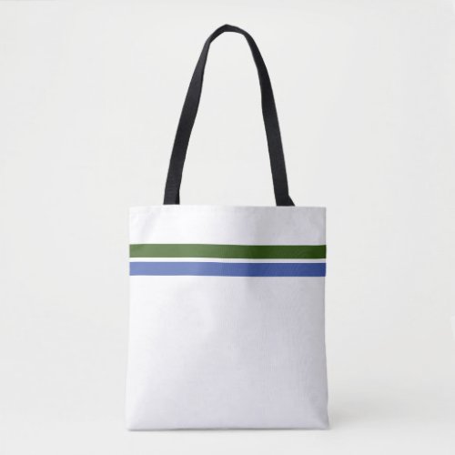 Bold Green Soft Blue Top Stripes White Background Tote Bag