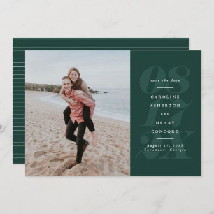 Bold green typography elegant photo save the date