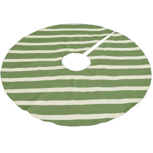 Bold Green Vintage Elegant Christmas Candy Cane Brushed Polyester Tree Skirt