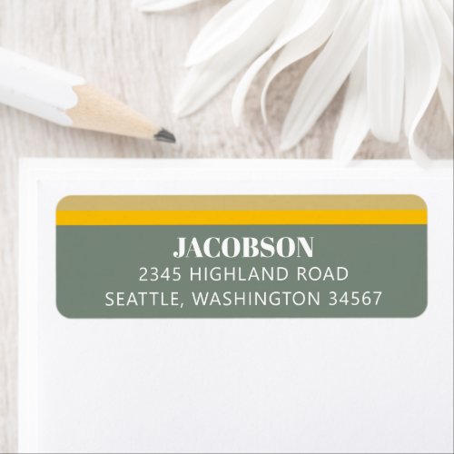 Bold Green Yellow Stripes Modern Return Address Label