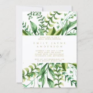 Bold Greenery Gold Bridal Shower Modern Invitation