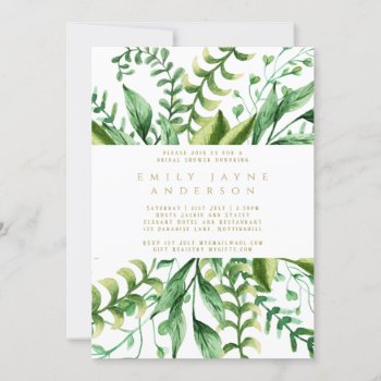 Bold Greenery Gold Bridal Shower Modern Invitation by invitationz at Zazzle