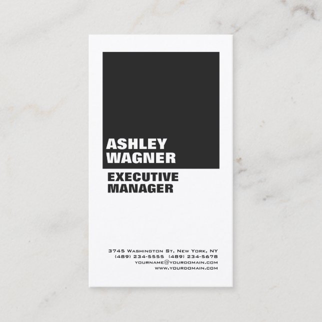 Bold Grey White Plain Professional Minimalist Business Card (Front)