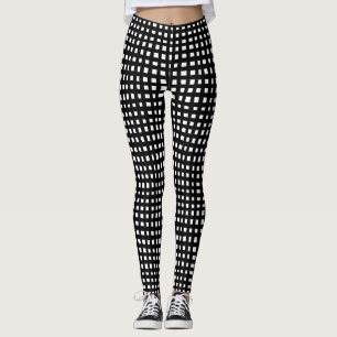 Bold Grid 091216 - Black on White Leggings