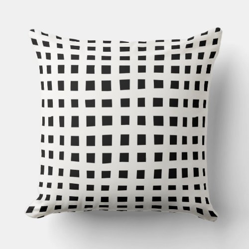 Bold Grid 091216 _ White on Black Throw Pillow