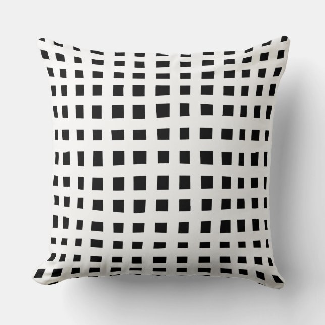 Bold Grid 091216 - White on Black Throw Pillow (Front)