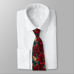 Bold Groomsmen Lilies Floral Neck Tie