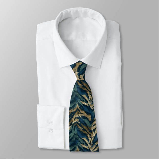 Bold Groomsmen Tiger Skin Neck Tie (Tied)