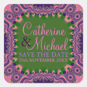 Bold Grooves Bohemian Funky Save the Date Stickers