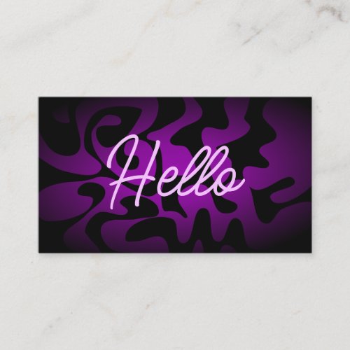 Bold Groovy Black Purple Lilac Hello Neon Glow Business Card
