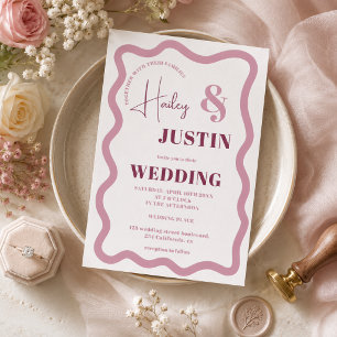 Bold Groovy Retro Ampersand Wedding Letterpress Invitation