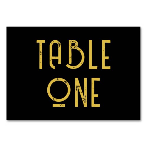Bold Grunge Black and Gold Art Deco Table Number