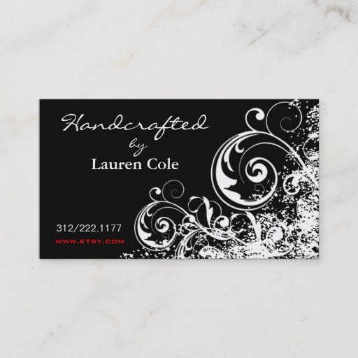 Customizable Bold Grunge Curls Handcrafted by custom crafts Business Card Template
