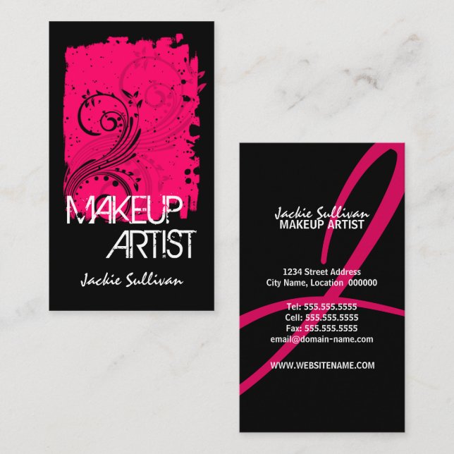 Bold Grunge Makeup Artist Business Card (Front/Back)