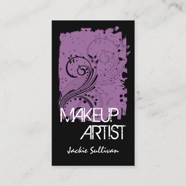 Bold Grunge Makeup Artist Business Card (Front)