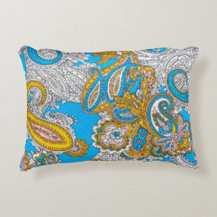 Bold, grungy, islamic, psychedelic, colorful ornam accent pillow