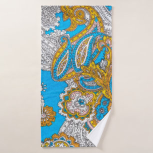 Bold, grungy, islamic, psychedelic, colorful ornam bath towel