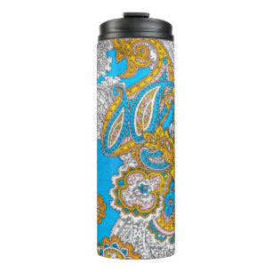 Bold, grungy, islamic, psychedelic, colorful ornam thermal tumbler