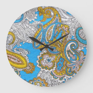 Bold Grungy Islamic Psychedelic Ornament Large Clock