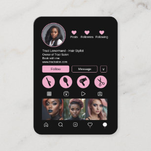 Bold Hair Stylist Social Media Layout Business Card