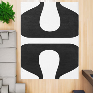 Bold Half Bubbles Modern Black and White Rug