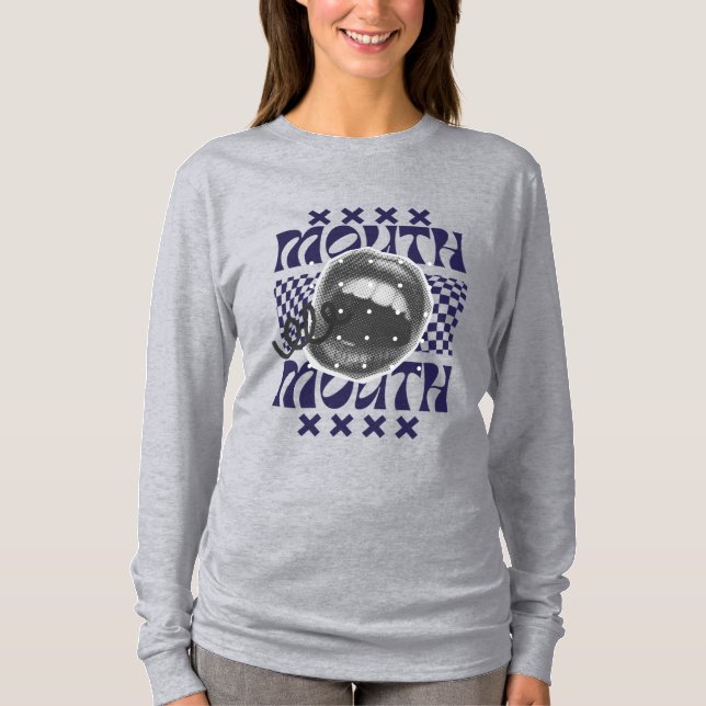 Bold Halftone Mouth Graphic Streetwear Design T-Shirt (Front)