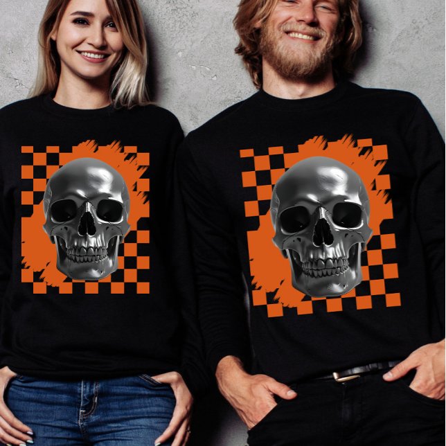 Bold Halloween Skull Checkerboard  Tri-Blend Shirt (Creator Uploaded)