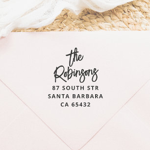 Bold Hand Lettering Family Name & Return Address Self-inking Stamp