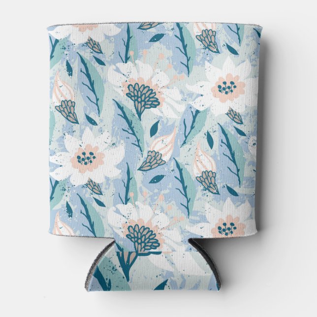 Bold Hand Painted Floral Vintage Can Cooler (Front)