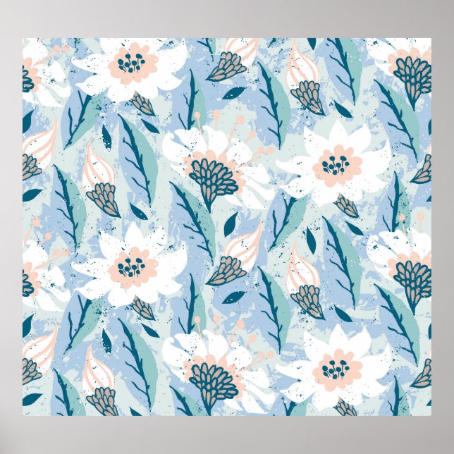 Bold Hand Painted Floral Vintage Poster (Front)