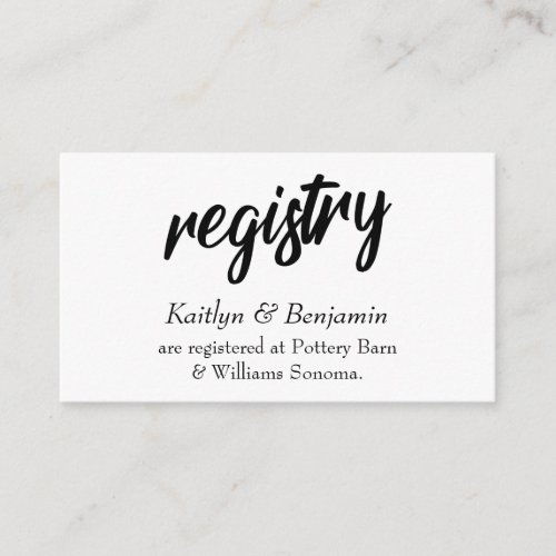 Bold Handwriting Script on Wedding Registry Cards