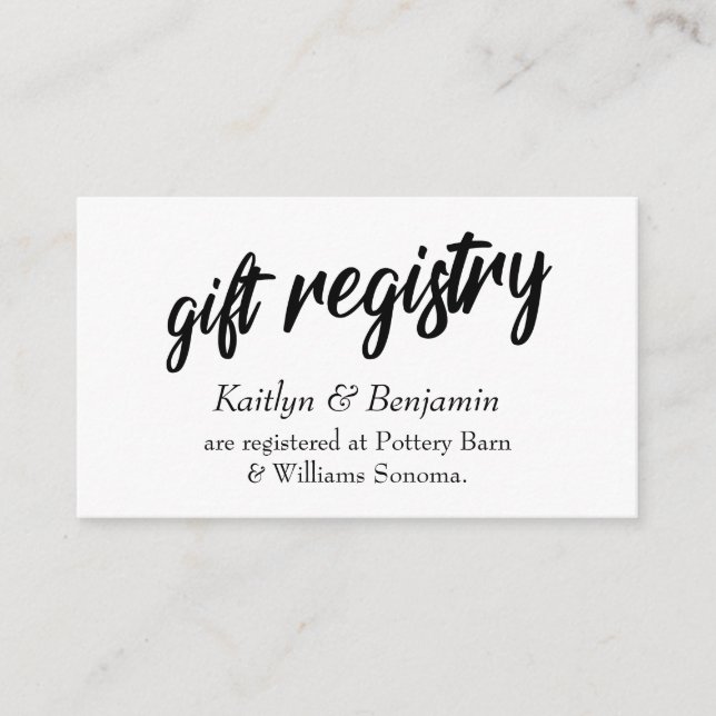 Bold Handwriting Script, Simple Wedding Registry Enclosure Card (Front)