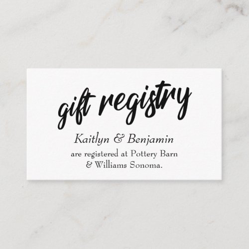 Bold Handwriting Script Simple Wedding Registry Enclosure Card