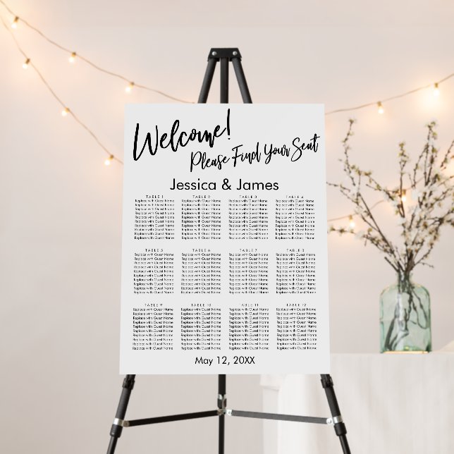 Bold Handwriting Wedding Reception Seating Chart Foam Board (In Situ (Stand))