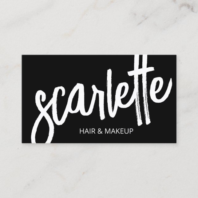 Bold Handwritten Brush  Script  Black Beauty Business Card (Front)