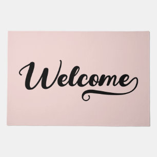 Bold Handwritten Brush Script Blush Welcome Doormat