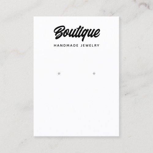 Bold Handwritten Script White Earring Jewelry Business Card