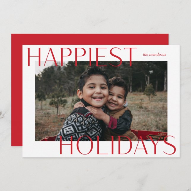 Bold Happiest Holidays Photo Card (Front/Back)