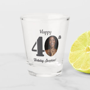 Bold Happy 40th Birthday Photo Shot Glass