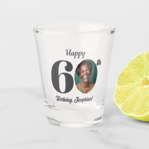 Bold Happy 60th Birthday Photo Shot Glass