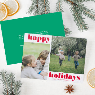 Bold Happy Holidays Letterpress Photo Cards